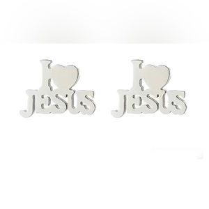 NIP Stainless Steel Silver Pierced Jesus Earrings Religious Christian Jesus